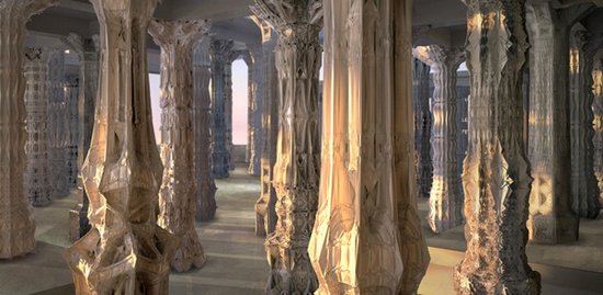 Сложная архитектура в резных колоннах Михаэля Хансмейера