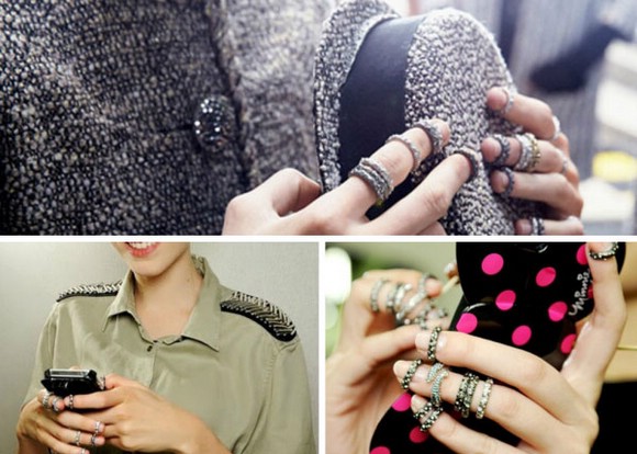Многоярусные кольца и кольца на кончики пальцев от Chanel