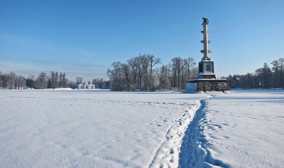 Екатерининский парк. Большой пруд зимой