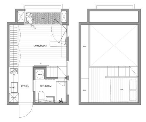 22m2 Apartment in Taiwan / A Little Design