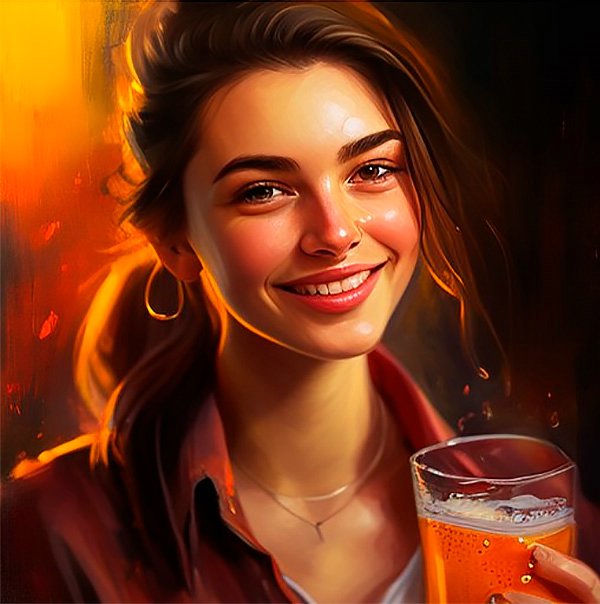 молодая женщина пьет пиво